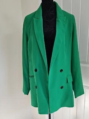 Rachel Zoe Kelly Green Double-Breasted Blazer,  Size Small